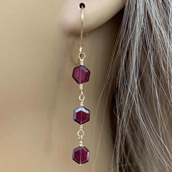 Handcrafted, By Me Jewelry - Gold Filled & RHODOLITE GARNET Gemstone Earrings